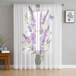 Akvarell Lavendellilled L&auml;bipaistvad kardinad elutuppa Magamistoa K&ouml;&ouml;k T&uuml;llkardin Kodu Dekoratiivsed l&auml;bipaistvad paneelid 135W x 114H(cm)
