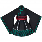Anime Demon Slayer Kimono Neiu Kleit Kamado Nezuko Cosplay Kost&uuml;&uuml;m Jaapani Kimonod Naiste Lolita Kleit Halloweeni Peo Kingitus L