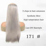 24-tolline pikad s&uuml;nteetilised juuksepikendused 5 juukseklambriga s&uuml;nteetilised juuksed pikad sirged klambriga juuksepikendused, naturaalne parukas, must pruun naiste k&otilde;rge juuksel&otilde;ik