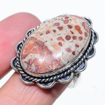 Natural Leopard Skin Jasper Gemstone 925 Sterling Silver Ring Size 10 l8o41