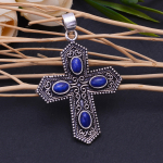 Natural Lapis Lazuli Gemstone Handmade 925 Sterling Silver Pendant 3 a0l14