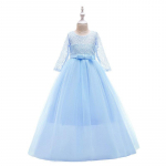 Suvine pikkade varrukatega t&uuml;drukute peokleit Pulmakleit Lastele Kleidid T&uuml;drukutele Lastele &Otilde;htune pitsprintsesskleit 10 12 aastat 110 taevasinine v&auml;rv