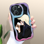 Armas koomiksimustriga kreemjas tekstuuriga korpus, lainelise servaga pehme silikoonkaanega telefoni&uuml;mbris Vivo jaoks Vivo S1 valge