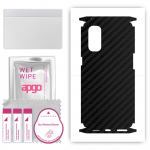 apgo Protective Skin Sticker for the back+sides compatible with Oppo Reno4 Pro 5G, Full Wrap Film, Foil, Vinyl - Pattern Carbon Black