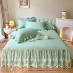&Uuml;hev&auml;rviline pestud puuvillane voodikate, tikitud &auml;&auml;ris, libisemisvastane voodikate Pehme, mugav kodune voodipesu ja voodilinad 150x200cm bed skirt