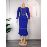 Kevadine ja s&uuml;gisene helmestega kuumpuurimine suures suuruses naiste kleit L sinine