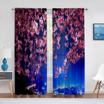 Kirsi&otilde;ie lilled roosad lillelised t&uuml;llkardinad elutoa kaunistamiseks magamistoas Moodne &scaron;ifoonist l&auml;bipaistev k&ouml;&ouml;gikardin 1 PCS W100XH250cm&Rod Pocket