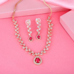 V&otilde;luv Estele Rose kullatud CZ Ruby Crystal kaelakee komplekt naistele