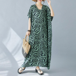 Suures suuruses naiste suvekleit Vintage Resort Bohemian Leopard Print kleidid One Size roheline