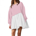 Naiste Suurem&otilde;&otilde;tmeline Dressipluuskleit Kaela Pikad Varrukad Lapit&ouml;&ouml; Pullover Topid Dressipluuskleit XS roosa