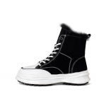 Nahast ja karusnahast integreeritud lumesaapad, naiste k&otilde;rge topp, paks tald, soe ja paksendatud, vabaaja ja mugavad, moodsad suured puuvillased kingad 34 vaarika