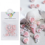 3 pakki 30 gradientiga nikerdatud roosi k&uuml;&uuml;neaksessuaari, lohes&otilde;el, v&auml;&auml;riskivid, roosi&otilde;ied terashelmeste ja p&auml;rlitega, k&uuml;&uuml;neaksessuaarid 3 packs