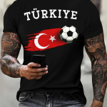 T&uuml;rgi lipuga unisex T-s&auml;rk suvine jalgpalli spordi T-s&auml;rk vabaaja meeste l&uuml;hikeste varrukatega top 2024 T&uuml;rgi f&auml;nni T-s&auml;rk meeste riided L