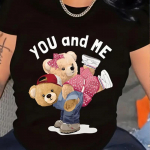 Moodne naiste armas v&auml;ike karu luukere mustriga T-s&auml;rk Naljakas vabaaja O-kaelusega l&uuml;hikeste varrukatega T-s&auml;rk Suvine naiste T-s&auml;rk XS roosa