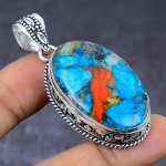 Spiny Oyster Gemstone 925 Steling Silver Jewelry Pendant 2.17 j7a71