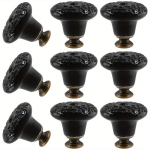 8 tk mustad keraamilised nupud Vintage k&ouml;&ouml;gikapp T&otilde;mbavad vintage keraamilised kummuti nupud Dekoratiivsed sahtli t&otilde;mbek&auml;epidemed M&ouml;&ouml;bli ukse nuppude nupud 8pcs must