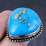 Turquoise In Pyrite Gemstone Handmade 925 Steling Silver Gift Ring Size 8 u2e88