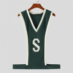 INCERUN Meeste varrukateta suur mansett, kohevad p&uuml;ksid, kirjatr&uuml;kiga vest S roheline