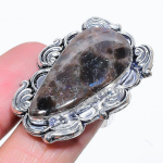 Natural Larvikite Stone Gemstone 925 Sterling Silver Gift Ring Size 7 q9w81