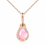 Kvaliteetne 925 Kaelakee H&otilde;be Naised Choker Aksessuaarid Mood Roosa Kristall T&uuml;druk S&uuml;da Ripats Kaelakee Naine S&uuml;nnip&auml;evakingitus 45CM