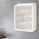 Seinale kinnitatav vannitoakapi organiseerija koos ustega hoiuriiuliga