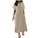 Naiste massiivne avara &uuml;mara kaelusega l&uuml;hikeste varrukatega puuvillasest kanepist taskukleit XL khaki