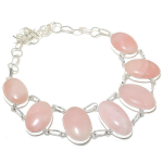 Rose Quartz Gemstone Handmade 925 Sterling Silver Jewelry Necklace 18 n3v06