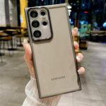 L&auml;bipaistev silikoon&uuml;mbris Samsung Galaxy S25 S24 S23 Ultra S22 Plus S21 S20 FE A04S A05 A05S A06 A51 A71 A55 A54 klaasl&auml;&auml;tse kaitsega Samsung Galaxy A02S (164mm) must