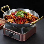 Ramen Pot universaalne kahe k&auml;epidemega roostevabast terasest paellapann supinuudlile 24cm