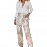 2 tk/komplekt Naiste s&auml;rgip&uuml;kste komplekt, pikkade varrukatega rev&auml;&auml;rkrae &Uuml;herealine pluus k&otilde;rge v&ouml;&ouml;kohaga, vaba tr&uuml;kiga t&auml;ispikk p&uuml;kste komplekt vabaaja pendeldamise varustus XL khaki