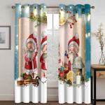 J&otilde;ulukaunistuste kardin 3D multifilm J&otilde;uluvana j&otilde;ulupuu pol&uuml;esterriidest kardin lumememme muster pidulik atmosf&auml;&auml;r W132cm x H160cm&Hook