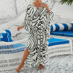 Naiste boheemlaslik kleit, pluss-suuruses kontrastse ja avara l&otilde;ikega vabaaja rannakaftanist kleit One Size