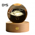 Faux Crystal Ball Light rahustav kosmiline &ouml;&ouml;valgus selge valgusega t&auml;hesf&auml;&auml;rid puidust alusega &ouml;&ouml;kapi lauale I