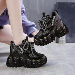 Disainer paksud tossud naiste platvormkingad Mood hingav k&otilde;rgus, suurem paks alumine naiste jalatsid Basket Femme 35 must