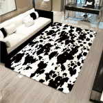 Lehmamustriga vaip Must-valge p&otilde;randamatt Libisemiskindel piirkonnamatt Masinpestav vaip vannituppa, k&ouml;&ouml;ki, &otilde;ue, siseruumi dekoratsiooniks 120 x160cm white