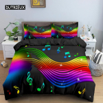 Muusikam&auml;rkide Prindiga Voodipesukomplekt Ps&uuml;hhedeelne Tekikoti Komplekt Pol&uuml;ester Tekikate EL Topeltkuninga Suurus T&auml;iskasvanud Lapsed Vooditarvikud EU single(135x200cm)
