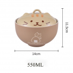 Kassi keraamiline kauss Suure mahutavusega kaanega Isiklik kodune supikauss &Uuml;li&otilde;pilaste nuudlikauss kaanega Jaapani armsad s&ouml;&ouml;giriistad 550ml khaki