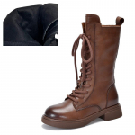 Johnature Ehtsast nahast s&auml;&auml;re keskosa saapad Palus puuvillased saapad Briti stiilis pitsilised naiste saapad 39 pruun