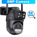 12MP 6K Wifi J&auml;relevalve V&auml;ljas Kolme Objektiiviga 8x Suum PTZ Turvalisus Liikumistuvastus Nutikas CCTV Kaamera Icsee IP Kaamera 8MP Camera No Card
