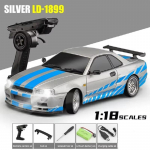 2024. aasta uus 2,4 GHz 1/18 GTR R34 RC metallist kiire driftiauto g&uuml;roskoopiga Highway Alloy Racing Kaugjuhtimispult V&otilde;idus&otilde;iduauto lastele m&auml;nguasja kingitus 1 Battery valge
