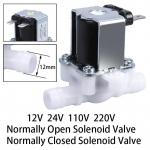 Alalisvoolu 12V 220V plastist elektriline solenoidklapp, tavaliselt suletud survega solenoidklapp sisselaskeklapi sisselaskevoolu l&uuml;liti 220V