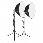 Andoer Stuudiofotograafia Softboxi komplekt koos 70 cm/28-tollise kaheksanurga fotograafia Softboxiga * 2 + 1,5 M metallist AU