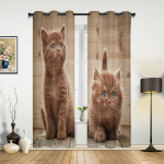 Armsad lemmikloomad Kassi aknakardinad Kodukaunistus Elutoa kardinad Kohandatud aknahooldused kardinad Cortinad k&ouml;&ouml;gis magamistoas 107W x 115H(cm) x2