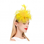 Fascinators m&uuml;ts v&otilde;rklillega kunstp&auml;rli sulgedega Teepeo peakate Klamber Retro Hair Hoop Party peapael kollane