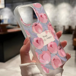 Mobiiltelefoni&uuml;mbrised iPhone 11 13 15 Pro Max 12 14 Pro Max &uuml;mbrisele iPhone 16 15 Plus 13 Pro 12 j&auml;&auml;tunud tekstuuriga maalitud koomiksililled iPhone 11 valge