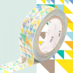 Masking tape - MT - Motif triangles bleu - Autocollant - Repositionnable - Papier washi