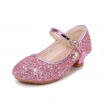 Lastele printsessi kingad Tudengite tantsut&uuml;drukute k&otilde;rge kontsaga sandaalid lillad laste nahast s&auml;ravad kristallist kingad 31