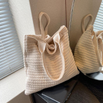 Retro heegeldatud kott Mitmek&uuml;lgne ja lihtne suure mahutavusega naiste &otilde;lakott Lazy Travel Shopper Tote k&auml;ekotid 38x6x37cm khaki