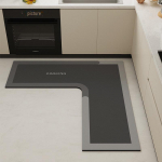 Premium L-kujulised k&ouml;&ouml;gimatid: mustust h&uuml;lgav, kergesti hooldatav, imav, kiiresti kuivav diatomiit savi majapidamiskasutuseks. 120*120cm