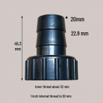 1-tolline sisekeermega pistik kalapaagi sukelpumba jaoks &ndash; 32 mm plastikust korrosioonivastane adapter